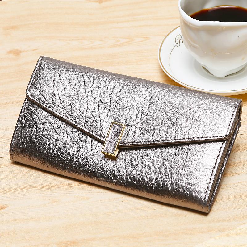 

RFID anti-theft brush women s wallet, long genuine leather, cowhide, atmospheric pure leather clip, multifunctional