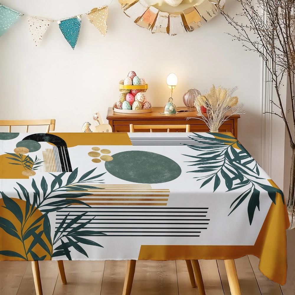 Tropical Leaves Geometric Rectangle Table Cloth for Table Decor Party Waterproof Reusable Tablecloth for Table Kitchen Dining
