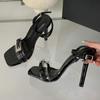 Fashion Eilyken New Sexy PVC Transparent Crystal Square Toe Women Sandals Elegant Buckle Strap Banquet Thin High Heels Shoes