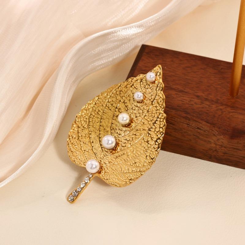 New Fashion High-end Sun Leaf Pearl Brooch Coat Sweater Decorative Pin Popular Brooch