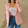 Women Fall Spring Coat Solid Color Lapel Long Sleeve Sraight Open Stitch Patch