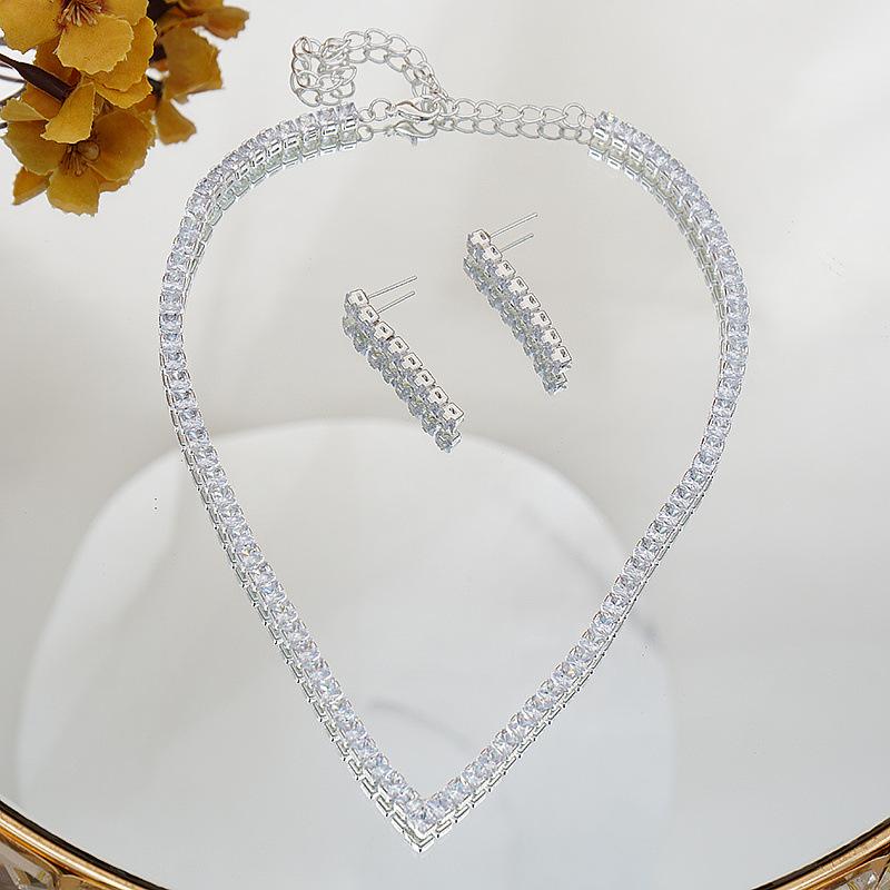 Elegant Zircon Necklace & Earrings Set - Perfect for Weddings & Special Occasions