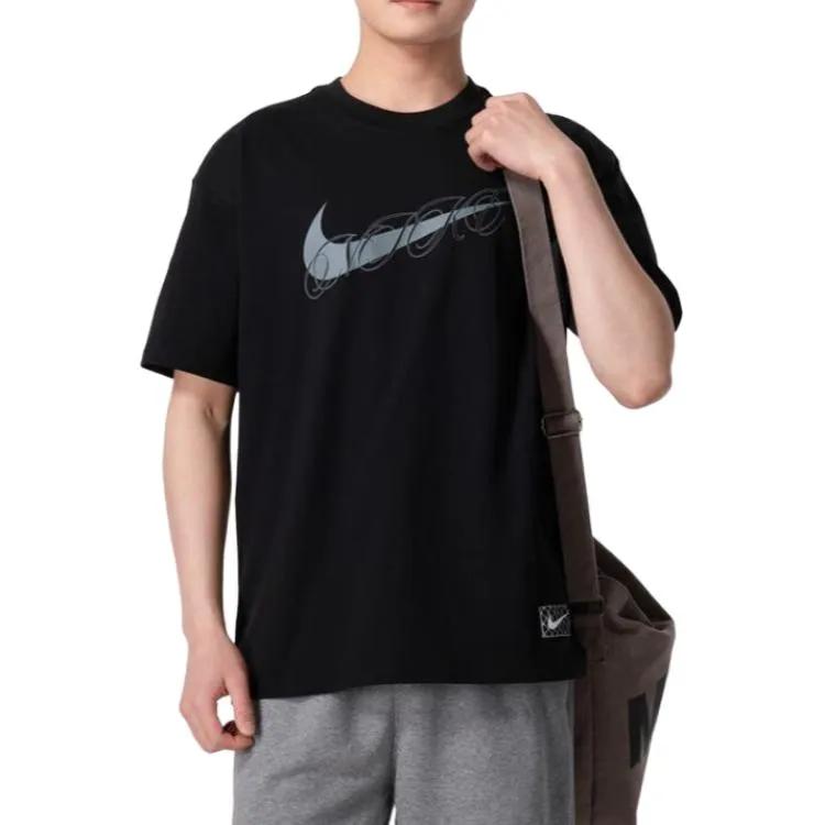 Nike Max90 T Shirts Men's Black Crew Neck Moderate Straight Fit (Unisex) T-Shirts FV8399 010