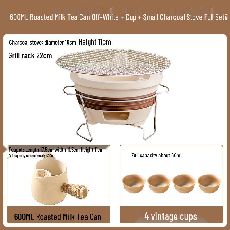 High-Temperature Resistant Ceramic Stove and Teapot Set for Outdoor Tea Brewing and Roasting