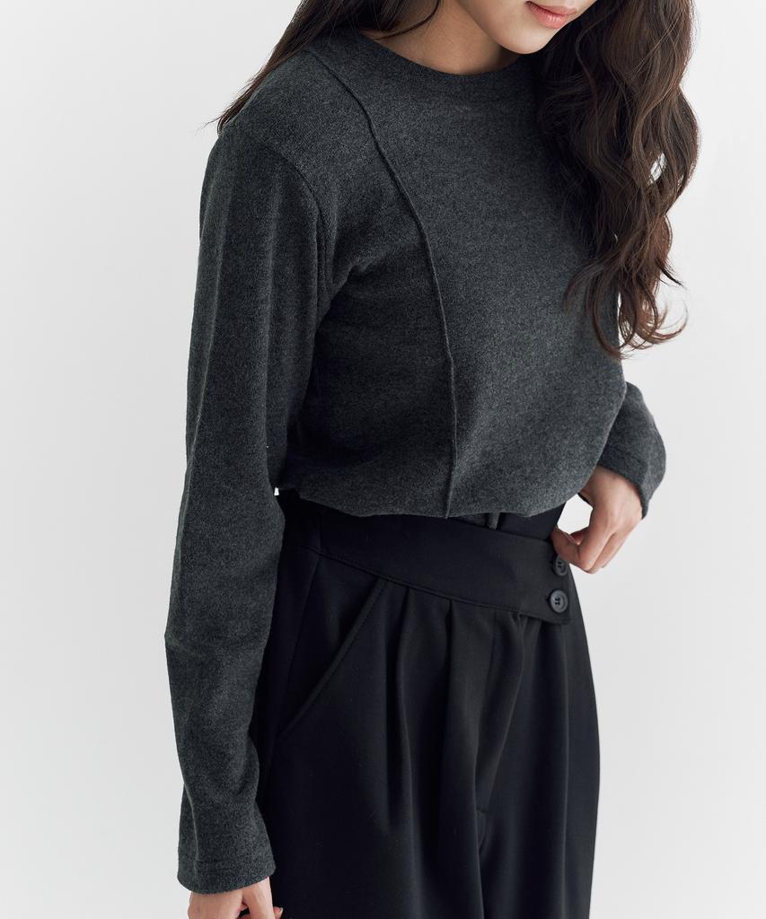 Peulleio W Pintuck T-Shirt _ Grey