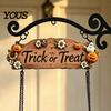 Weather Resistant Yard Ornament Halloween Swing Ghost Doorbell, with Pumpkins Decor, Gothic Style Trick Funny On Decor or Treat Sign, for Farmhouse