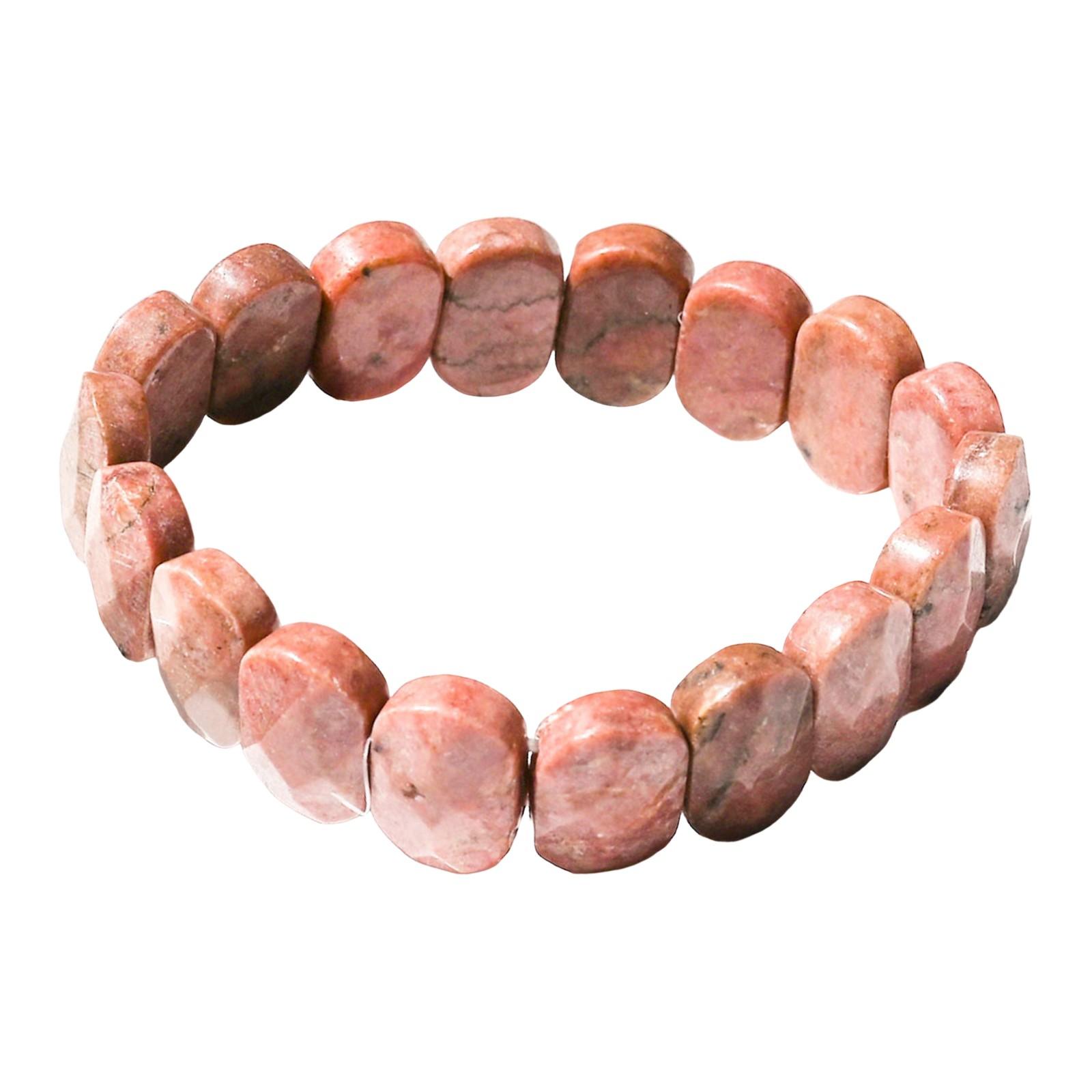 

Браслеты из натуральных камней с квадратными бусинами, аметист, розовый кварц, прямоугольный браслет для женщин One Size