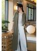 Women's Distressed Ramie Trench Coat: Casual, Slimming, and Elegant Long Cardigan
