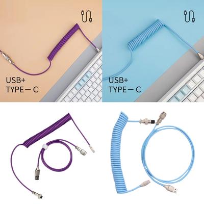 Type C USB Cable for Keyboards Aviation Connectors Computer Keyboards Aviators Cable Spring Wire Data Cable
