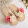 Fashion Mix Color Double Flower Decor Flip Flops for Women 2025 Summer Comfort Flat Beach Slippers Woman Lightweight Clip Toe Slides