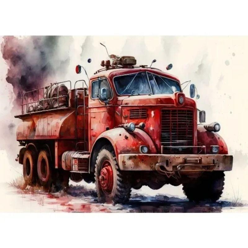 Watercolor Toy Car Tin Painting for Kids Room Decor