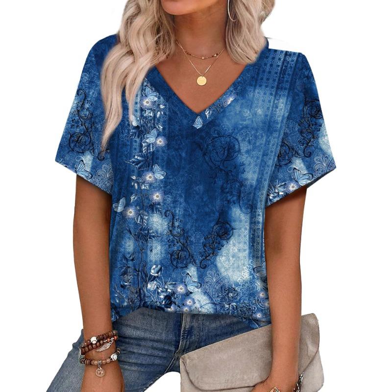 

Летняя Новая Модная Повседневная Простая Приталенная Женская 3D Футболка с Коротким Рукавом и V-образным Вырезом XL