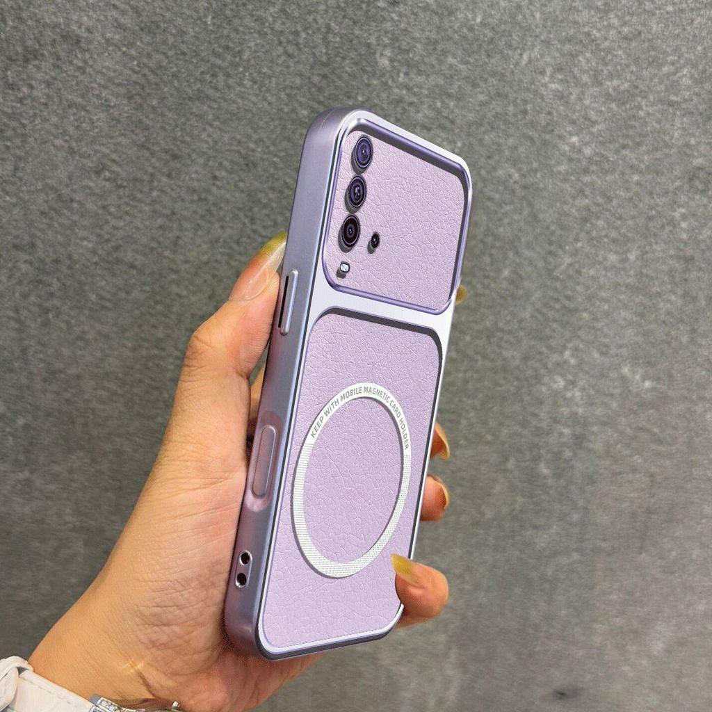 Upgraded Big Lens Protection Case for Xiaomi Redmi 9T Luxury Leather Casing with Magnetic Ring