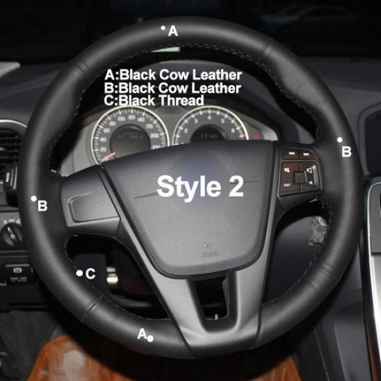 Hand Sewing Car Steering Wheel Cover For Volvo S80 S80L S60 S60L XC60 V60 V70