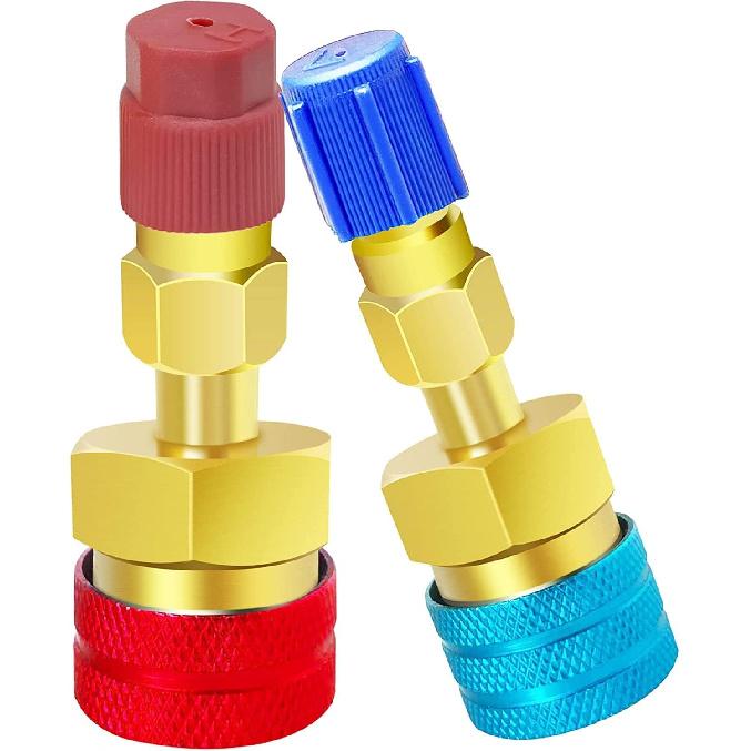 R1234Yf Quick Couplers Kit, R1234YF To R134A Quick Coupler Adapter, High/Low Side Quick Coupler R1234YF AC Charging Hose Adapter Fitting Connector