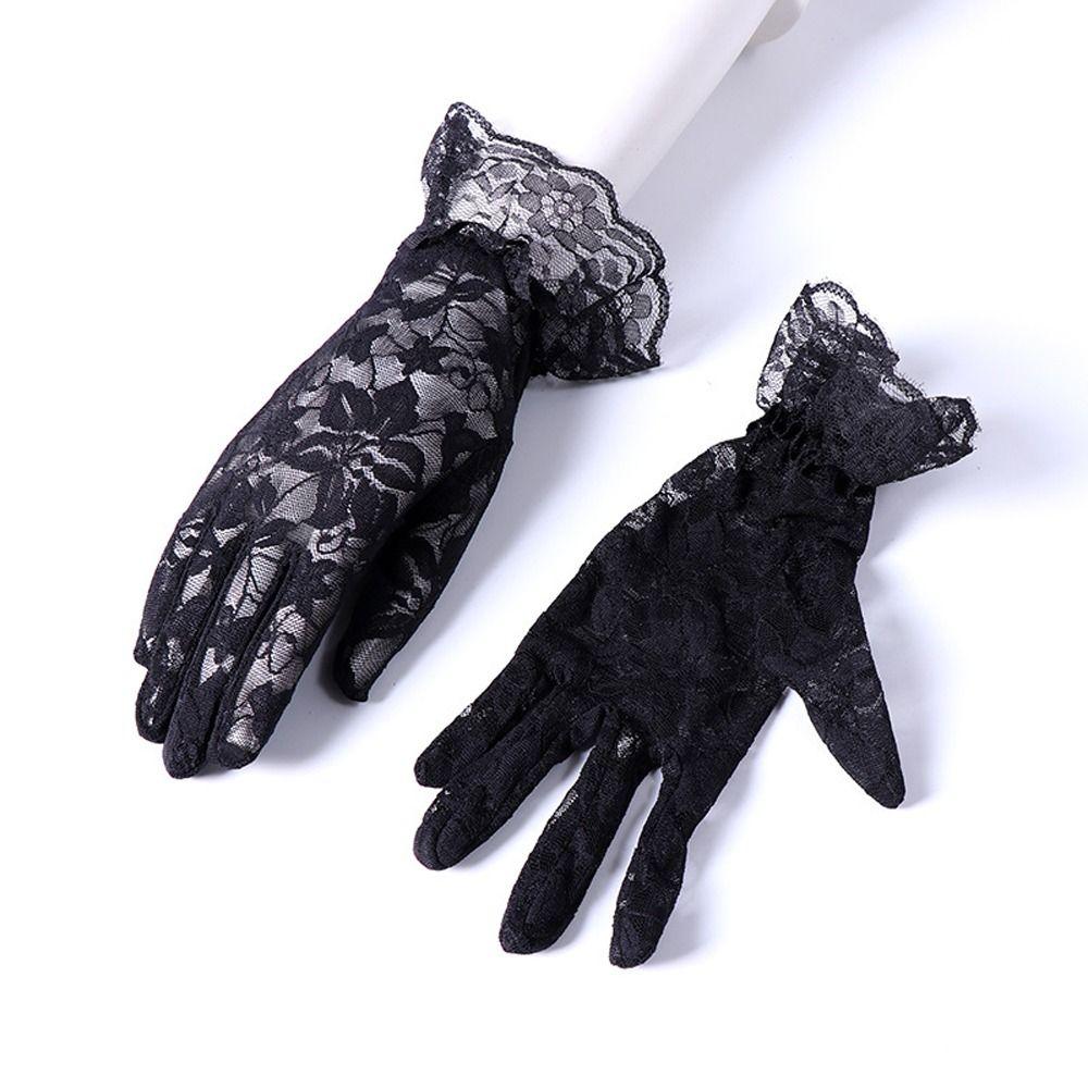 Thin Lace Flower Gloves Sun Protection Summer Mittens Sweet Mesh Hollow Gloves  Driving