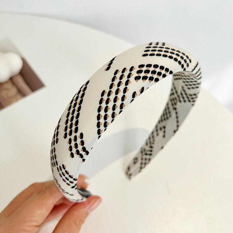 

Повязка на голову из губки для волос, модные аксессуары для волос с широкими краями, темпераментный принт 17*3cm