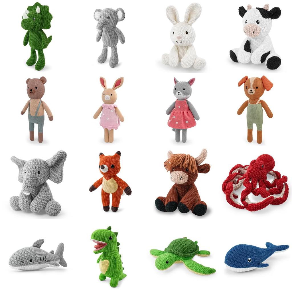 Brinquedo de Pelúcia Elefante de Tricô Para Bebê Conforto Presente Para Crianças