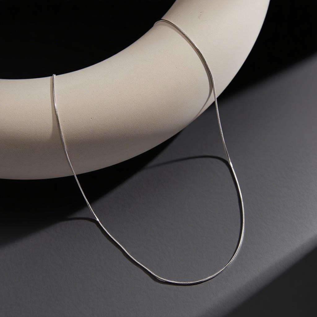 Effie Queen Elegant 925 Sterling Silver Choker Round Snake Chain Necklace Minimalism Series Fashion Accessory For Neck Gift SC86