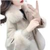 Imitation fur autumn and winter new casual temperament PU leather imitation fox hair medium and long thickened down cotton clothes