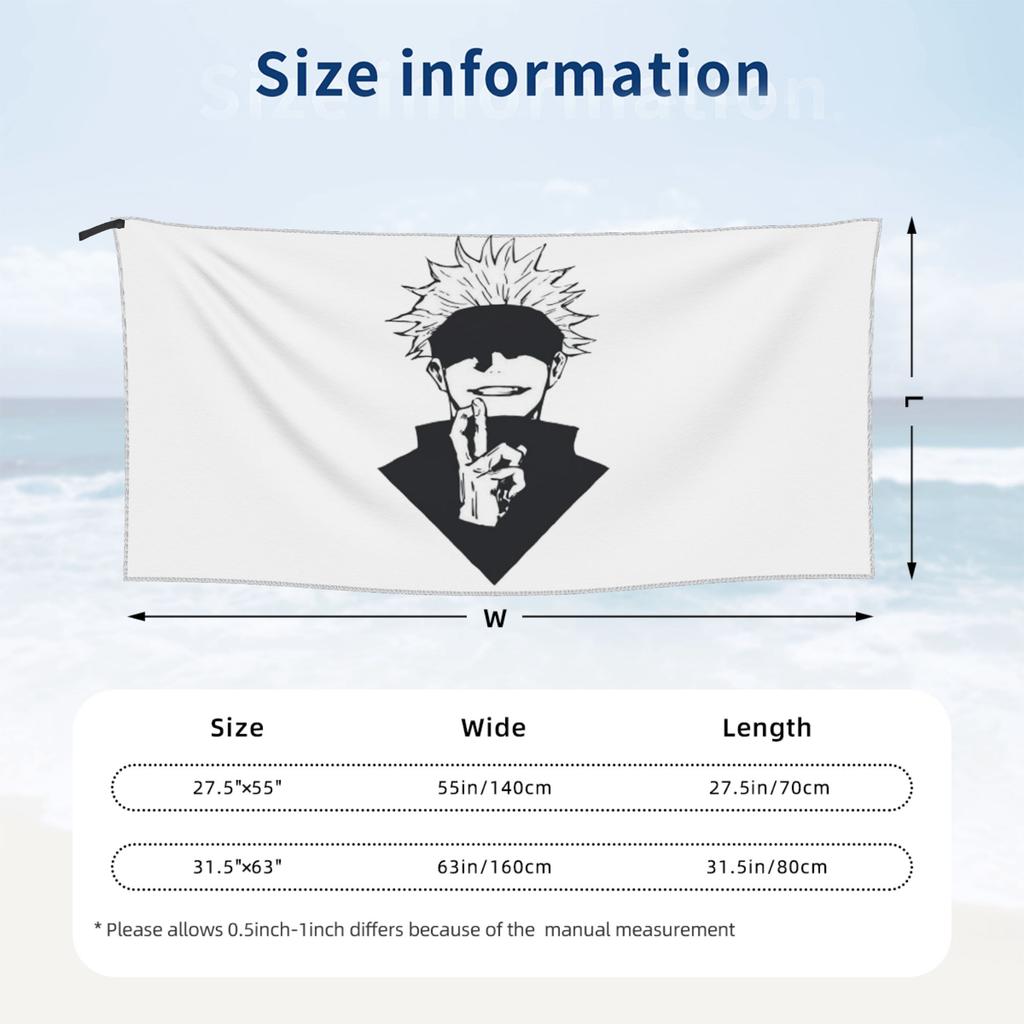 Gojo Manga Kawaii Japanese Anime Beach Towel Soft Microfiber Quick Dry Absorbent Quick Towels For Bath