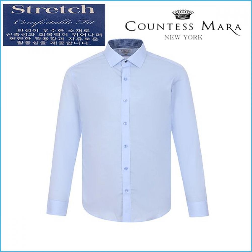 Countess Mara Slim Fit Blue Stretch Collar Contrast Long Sleeve Shirt Cdh3b53015b0 01/100