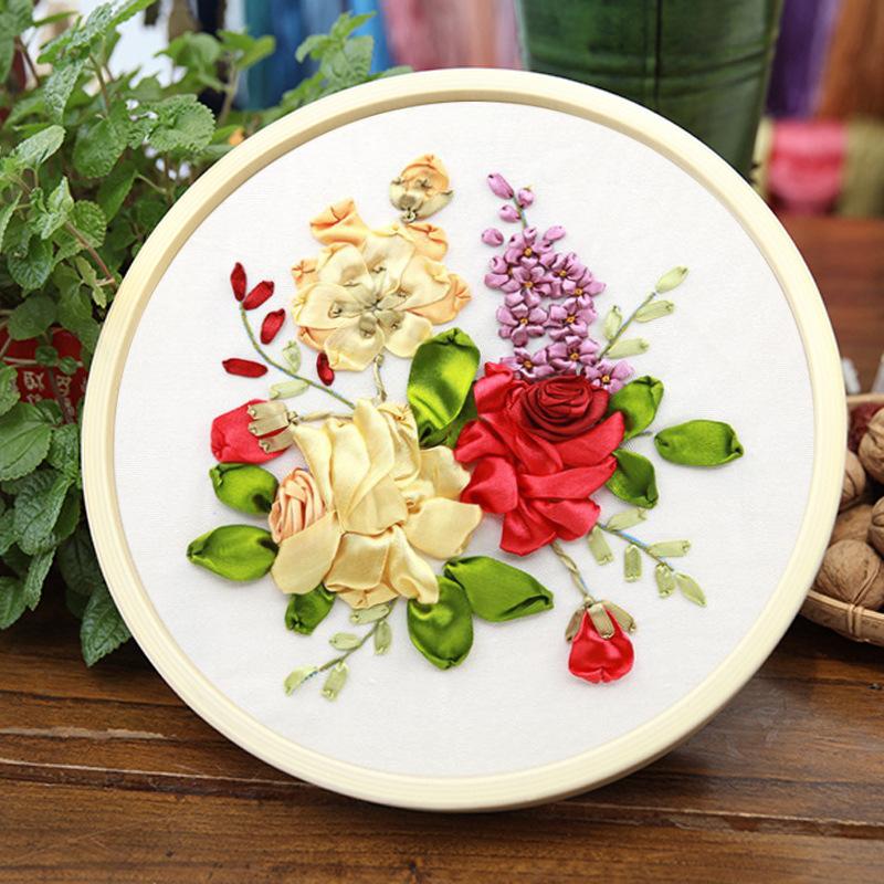 Ribbon Embroidery Hanging Picture Material Bag Small Fresh Three-dimensional Embroidery Manual Diy Beginner Material Bag