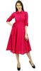 Bimba Women's 3 4 Sleeve Linen Collar Neck Solid Flared Shirt Dress with Side