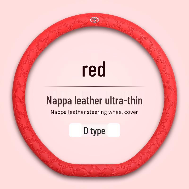 Toyota Nappa Leather Texture Steering Wheel Cover, 3D Non-slip, Sweat-absorbent, Wear-resistant, Ultra-thin Design.