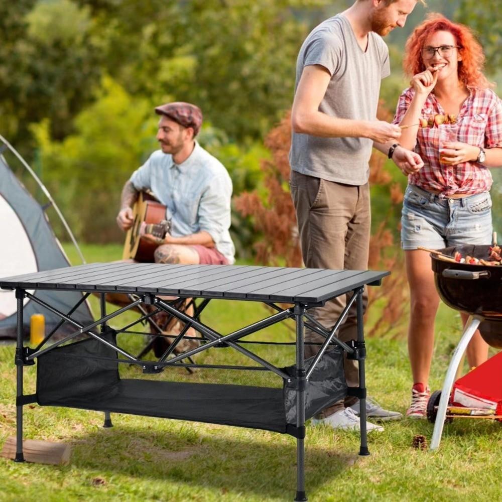 Outdoor Under Table Organizer Rack Foldable Picnic Table Net Bag Hanging Basket Camping Picnic Use