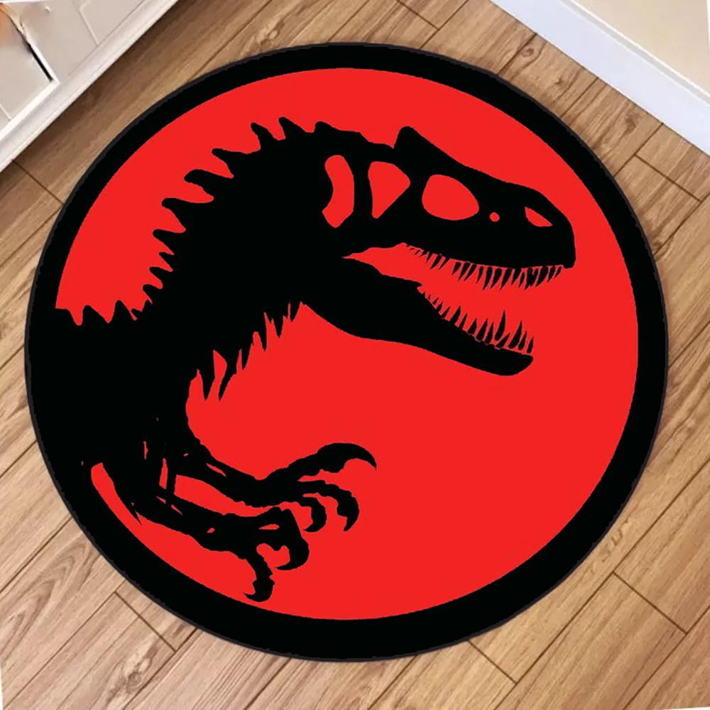 Cartoon Dinosaur Print Round Carpet Non Slip Circular Rugs for Children Bedroom Decor Home Living Room Sofa Balcony Hallway Mat