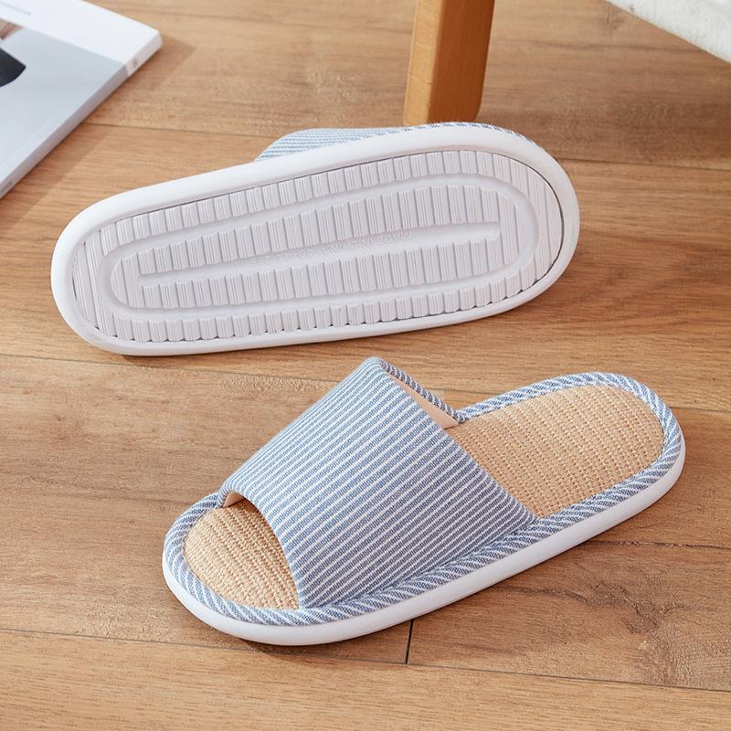 Japanese silent linen slippers spring and autumn four seasons living room wooden floor non-slip cotton and linen fabric slippers women's summer