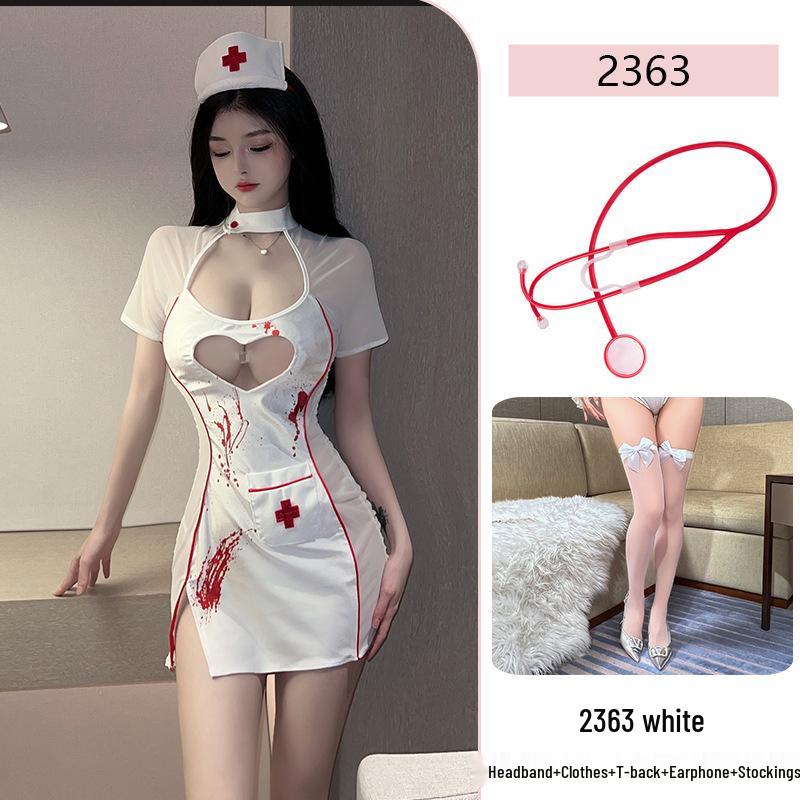 Costume di Halloween Infermiera Notte Oscura - Lingerie Sexy con Tagli Seducenti