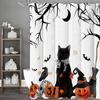Halloween Pumpa Kattunge Duschdraperi, Dekorativt Duschdraperi för Badrum, Vattentätt Duschdraperi med Krokar