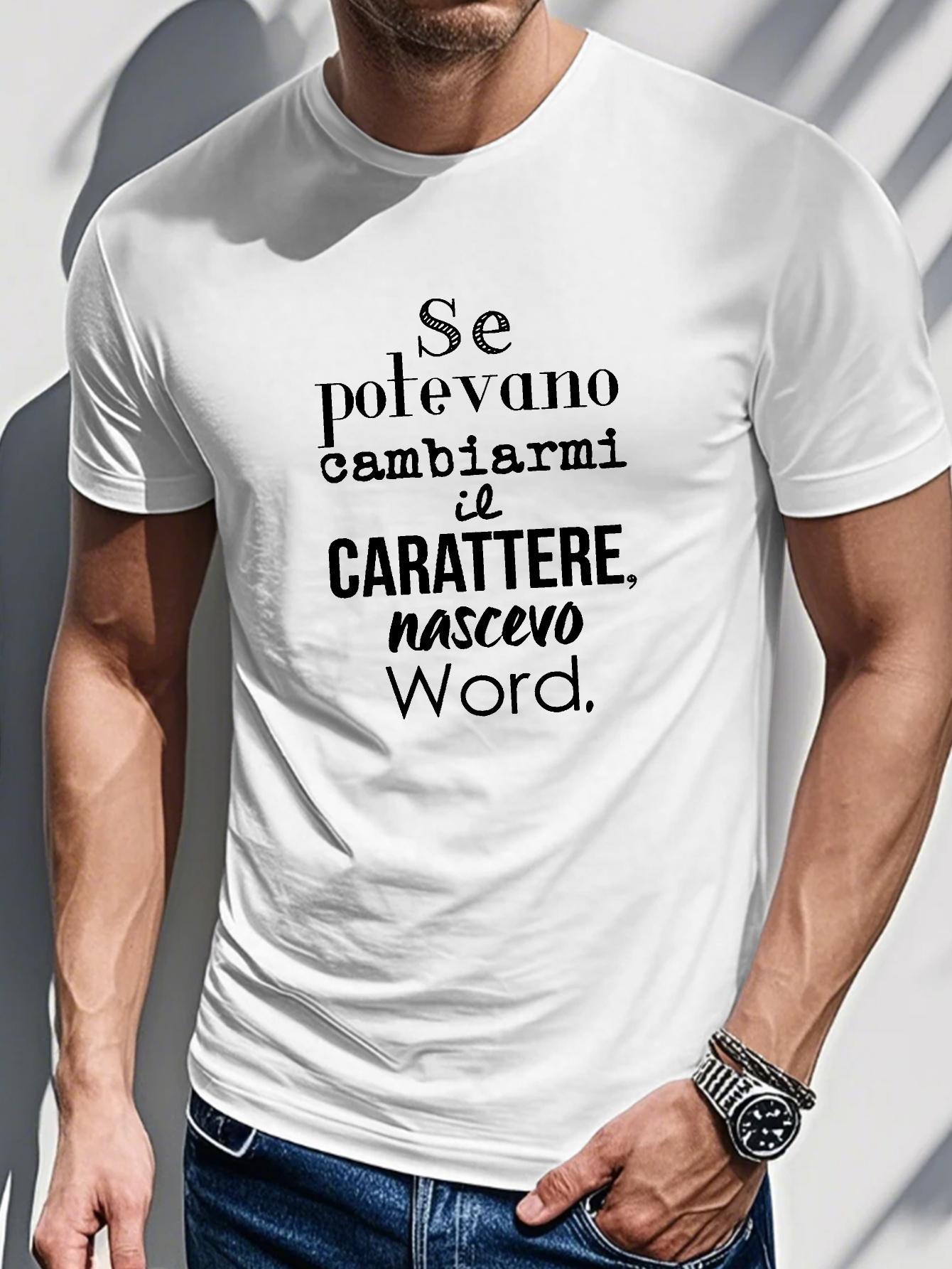 Men s Funny Italian Quote T-Shirt- Casual Crew Neck L