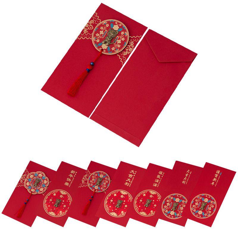 6 Stück Chinesisches Tierkreiszeichen Tiger Neujahr Cny Ang Pao Gold Angpow Rotes Kuvert Geldgeschenk mit Segenswünschen