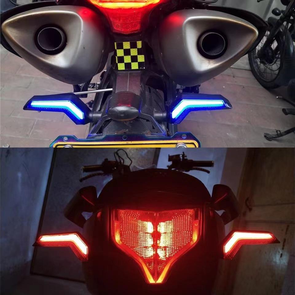 12V Motorcycle LED Turn Signal Lamp Dual-Color LED Flowing Turn Signal Light Motorbike Indicators Led ABS Airfoil Tail Flasher