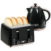 Kitchen Set, Toaster and Kettle, 1.7 L, Toasts 4 Slices, Plastic, Black, 2-in-1