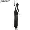 BITCED Fall/Winter Women's Solid-Color Slim-Fit Streetwear Off-the-Shoulder Strapless Dress