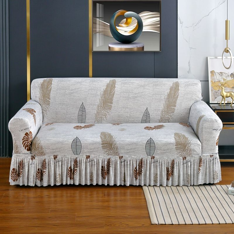 Sofa Cover, Featuring A Black Square Diamond Skirt Design, Easy One-Piece Installation, Soft and Skin-Friendly Material, Resistant To Pilling