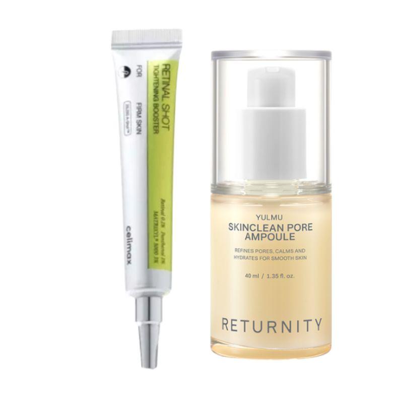 [Pore Tightening] Peptide-Pore Tightening Kit – Celimax Retinal Shot Tightening Booster (15ml) + Returnity Yulmu (Adlay) Pore Ampoule (40ml) Retinal 15ml + Ampoule 40ml