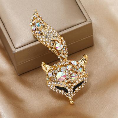 Creative Rhinestone Fox Brooch Simple Corsage Sweater Jacket Cardigan Accessories Pin Clothing Accessories