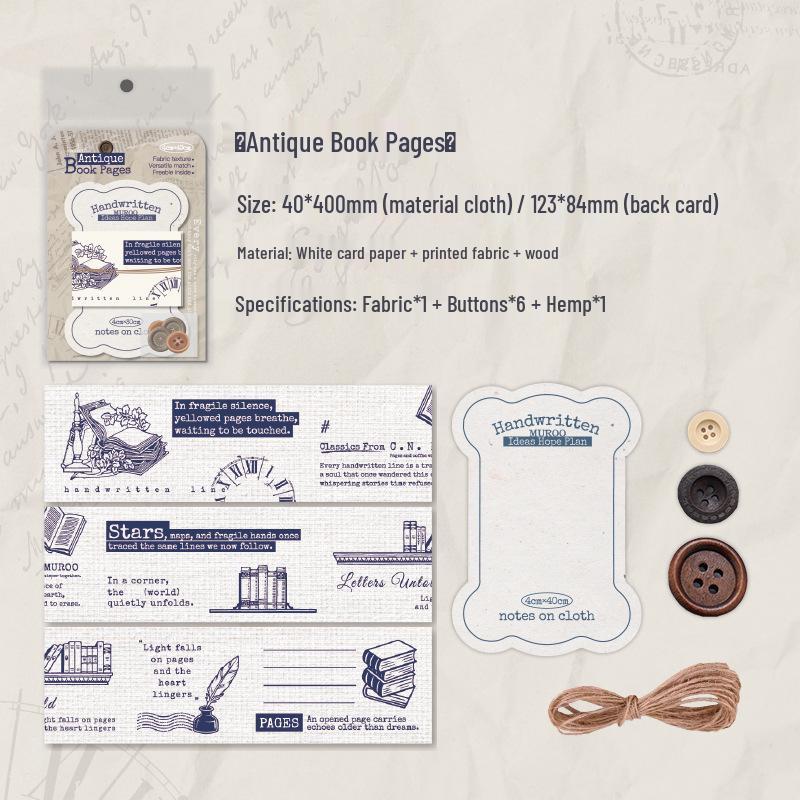 Mu Ran Retro DIY Journal Decoration Pack: 4 Types of Plain Cloth Materials
