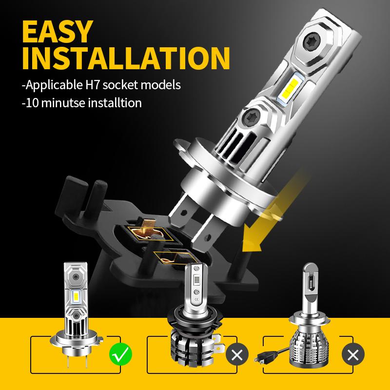 2PCS LED Headlight Bulb Kit H7 High Low Beam H11 Fog Lights 6000K White Bulbs Bright Lamp Canbus For Peugeot 208 GT 2014-2017