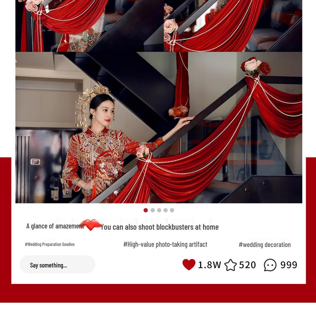 Wedding Handrail Decoration: Double Happiness Floral Strip for Staircases and Corners