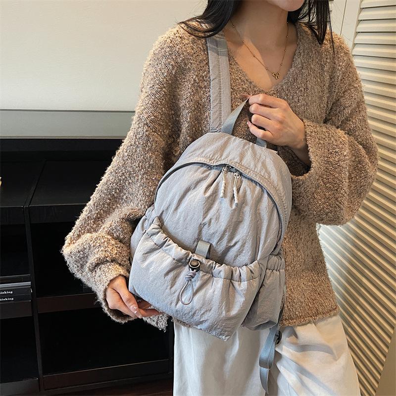 Schoolbag Korean Version Ins Lightweight Small Women's Backpack Lightweight Simple Solid Color Backpack Casual Commuter Messenger Bag