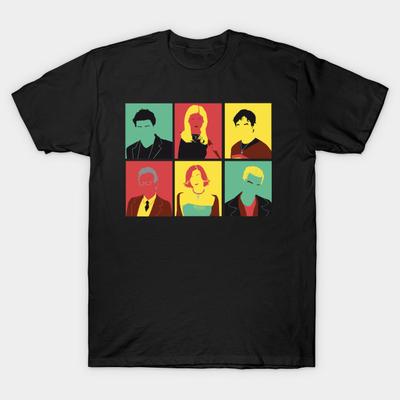 Asian Size Men Black Print T-shirt Buffy Pop No-Cut Heat Transfer Print Cotton Tshirt