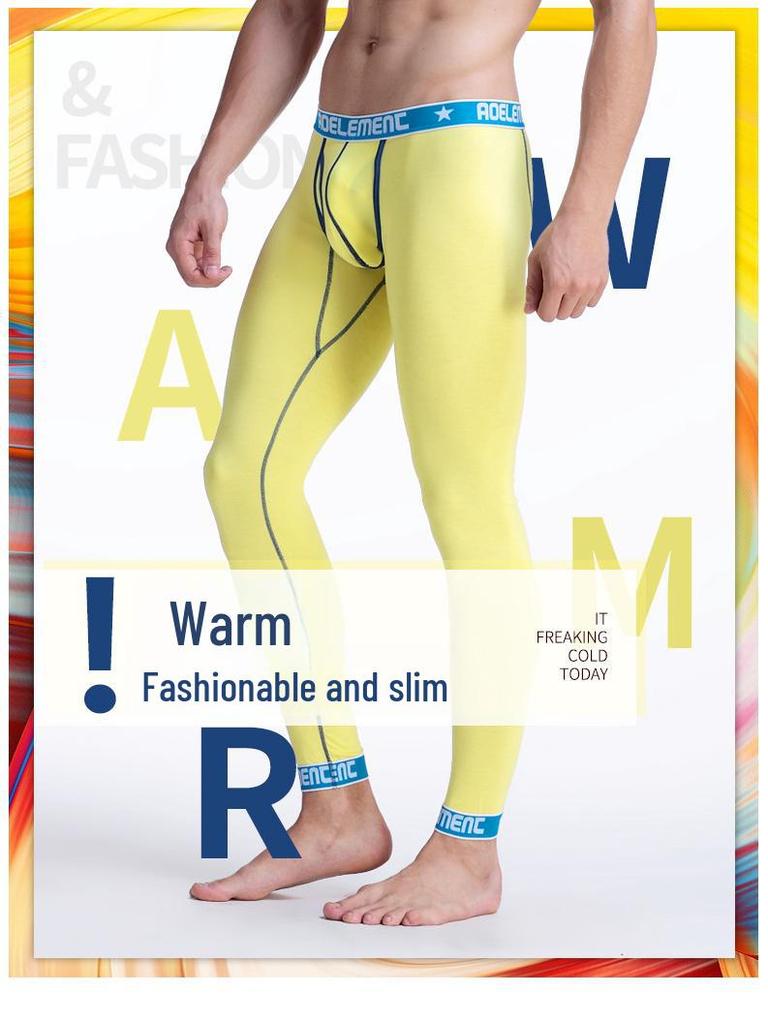 Pánské teplé bavlněno-vlněné legíny slim fit na podzim-zimu