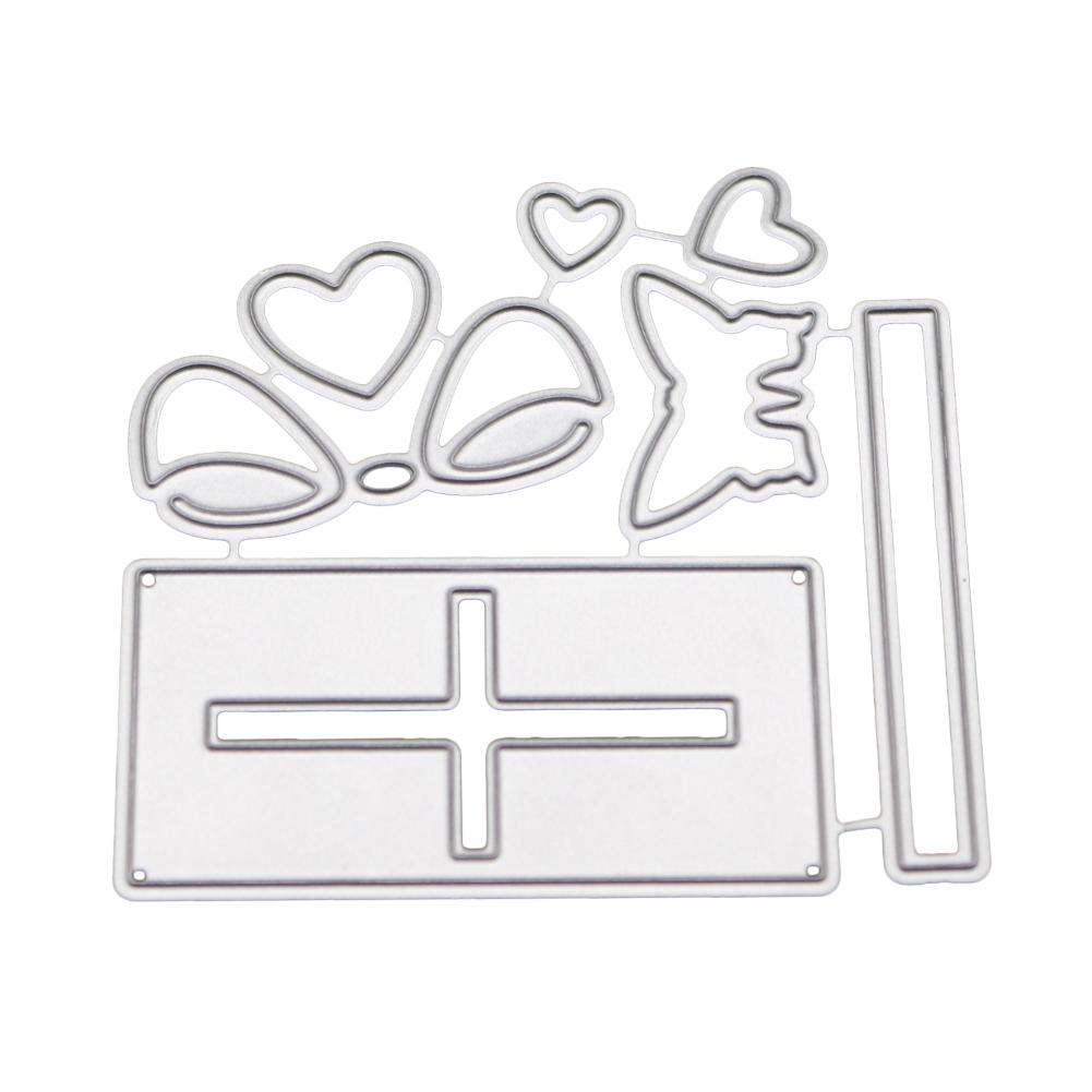 Open Gift Box Butterfly Frame Metal Silvery Stencil Embossing Cutting Dies For Diy Scrapbooking Paper Album Cards Making