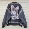Trendy Cartoon Print Sequin Denim Jacket: Stylish American High Street Hip-Hop Baseball Jacket